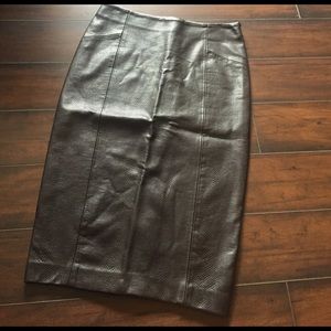 Zara basic snake skin leather brown pencil skirt s